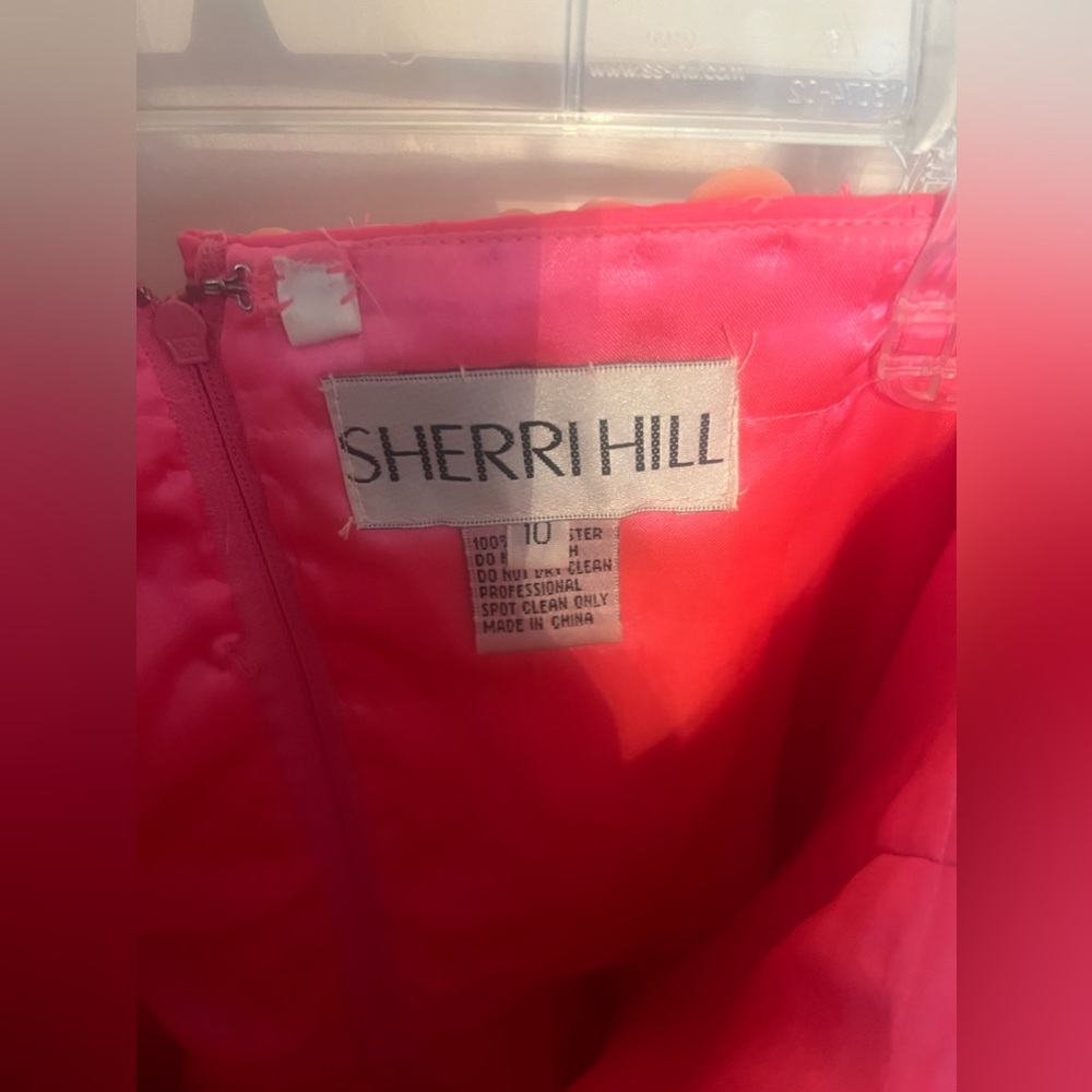 Sherri Hill Hot Pink Beaded Strapless Short Tulle Prom HOCO Dress - Picture 3 of 5